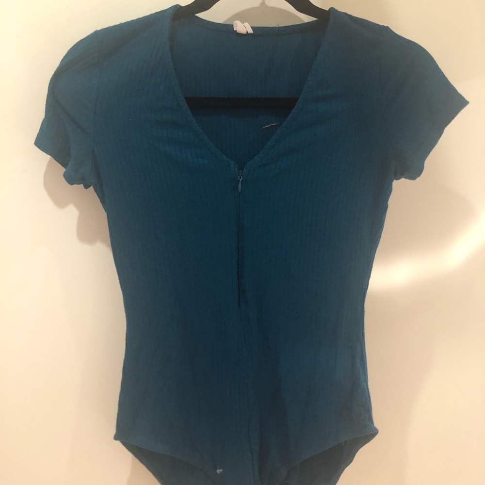 Teal Zip-up Bodysuit